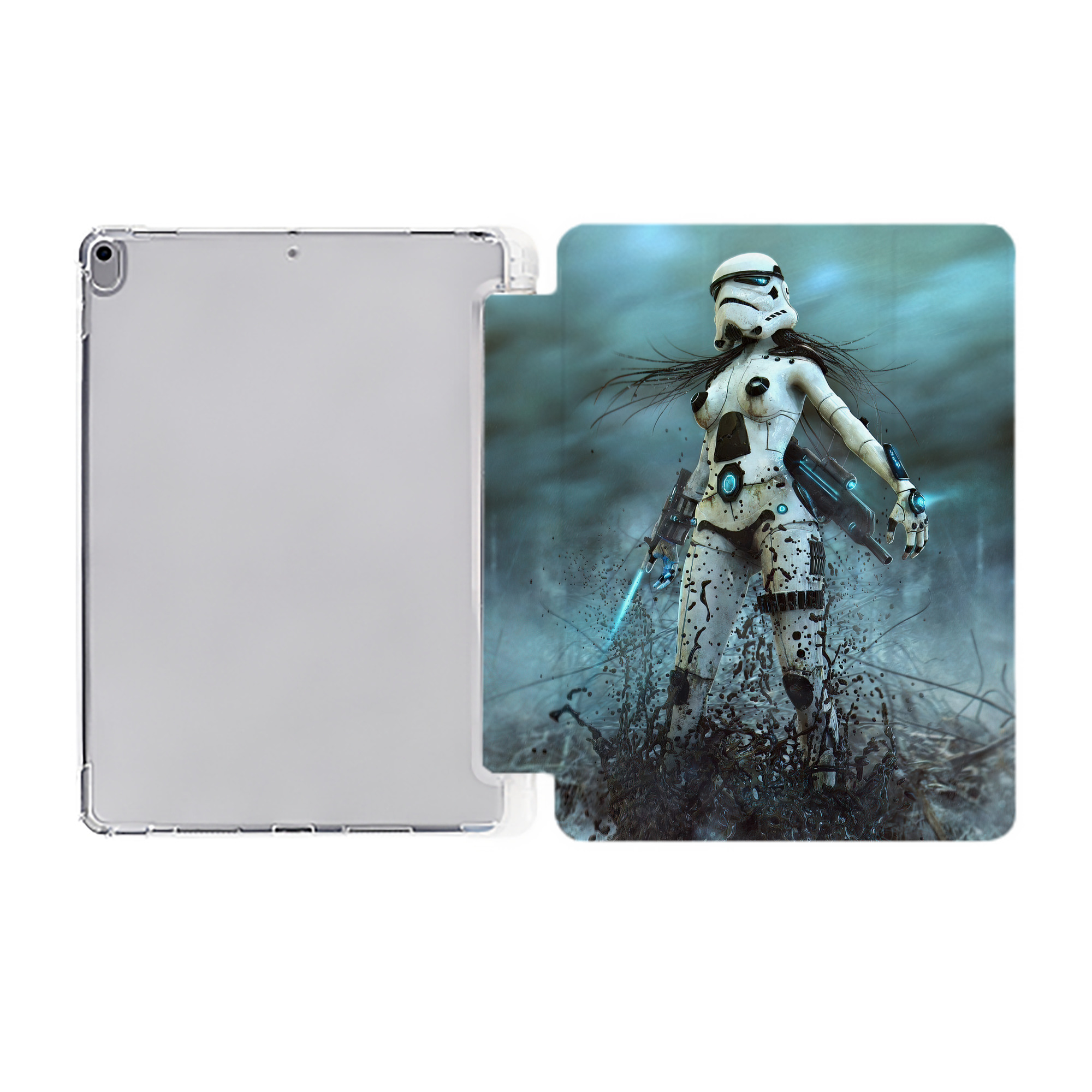 （画像用） スター・ウォーズ Star Wars IPad ケース ペン収納付き 三つ折りスタンド PUレザー×シリコン 対応機種9.5/10.5/10.9インチ